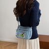 Cartoon Embroidered Denim Bag Women's Shoulder Crossbody Bag