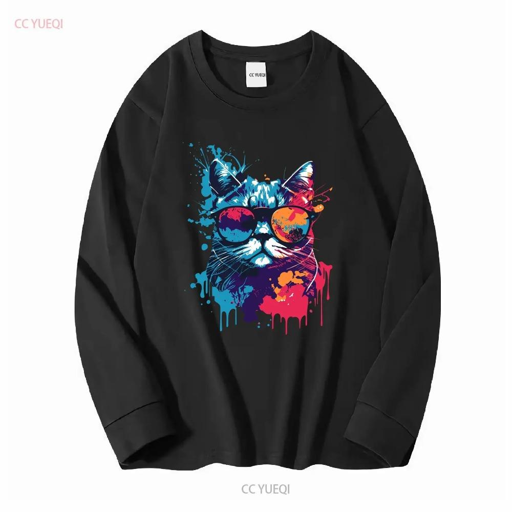Cool Cat Softstyle T Shirt long or short sleeves vintage Washed streetwear Stylish Breathable homme Comfortable Versatile Soft