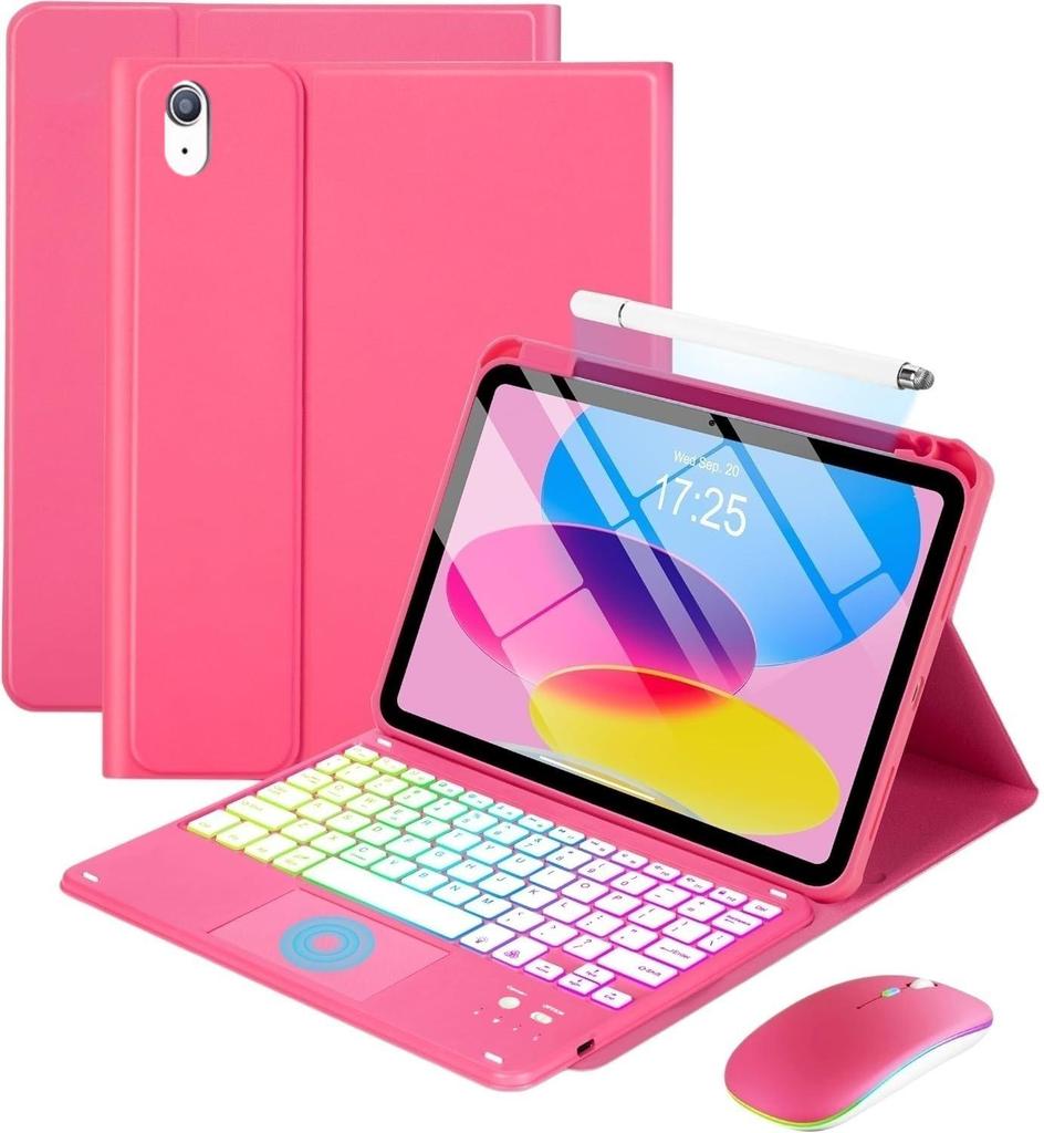 IPad 11. Gen beleuchtete Bluetooth-Tastaturhülle - 10. Tablet-Abdeckung für Apple A16, Spanien