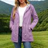 Women's Casual Hooded Trench Coat with Striped and Pockets