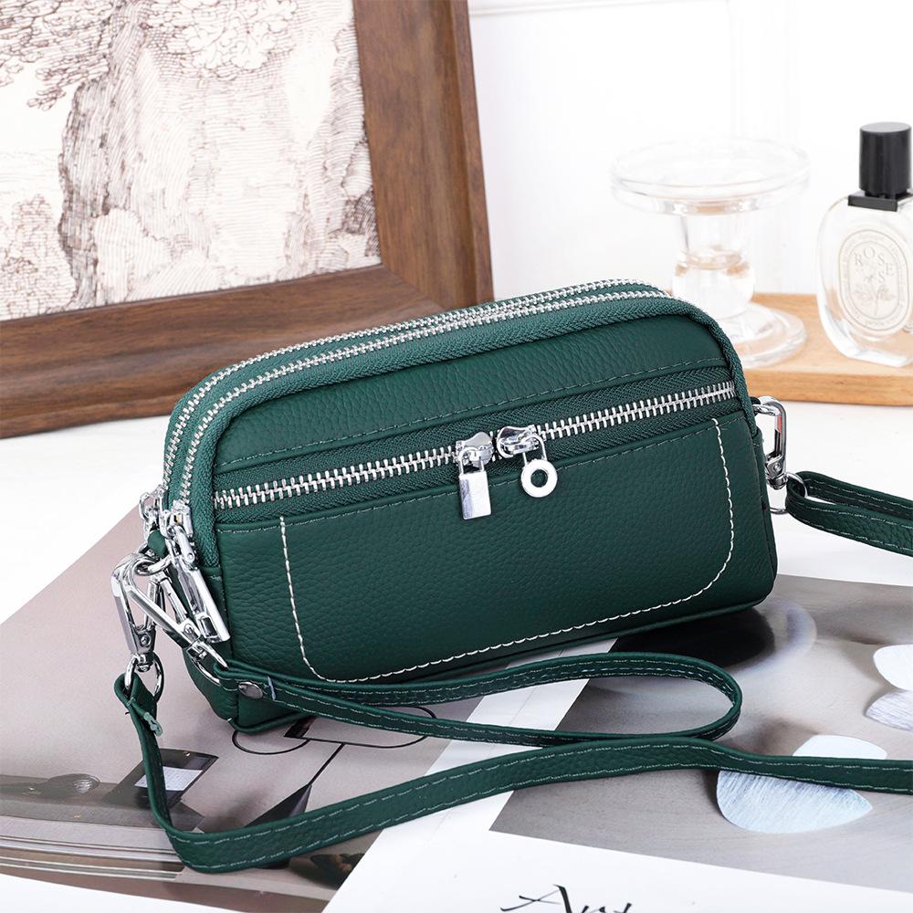 Leather casual women's clutch bag new fashion versatile multi-compartment shoulder messenger bag large capacity mobile phone bag women