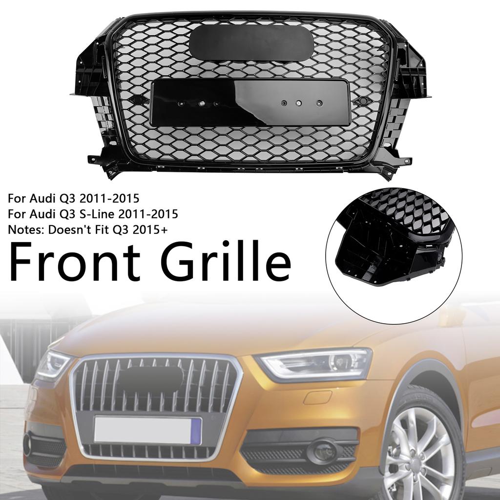 RSQ3 Style Gloss Black Front Honeycomb Mesh Grille 5060531048501 Fit Q3 2011-2015