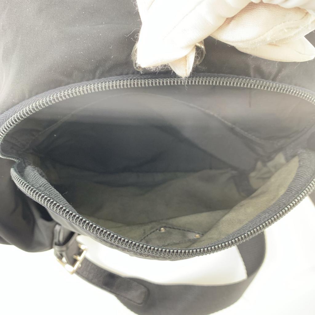 PRADA Tessuto Nylon Backpack Rucksuck Daypack Drawstring Leather B4650F Black Triangle Logo Plate