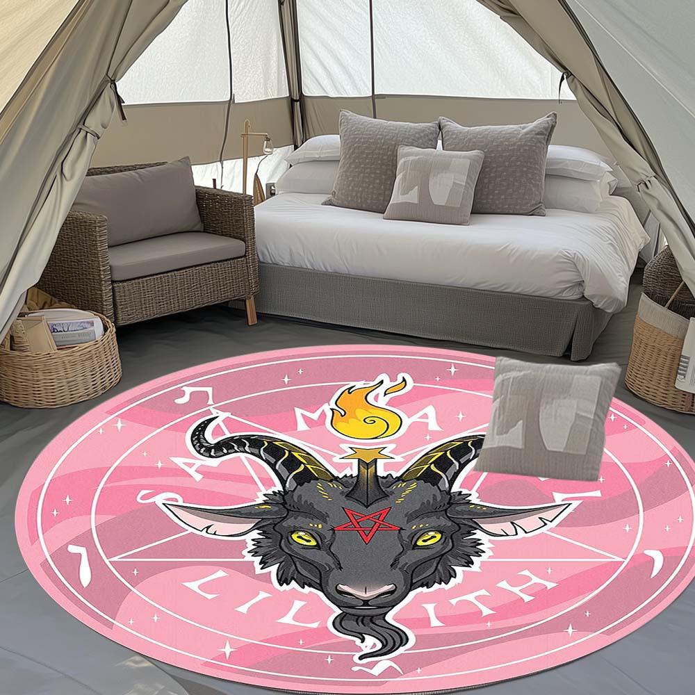 1 Piece Gothic Goat Outdoor Round Carpetoutdoor Carpets Suitable For Courtyard Rv Camping Gardens Tents Picnics Backyards Beaches And Decks