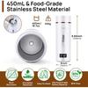 Travel Portable Electric Kettle,Tea Coffee Kettle, Boiled Water Kettle for Rapid Heating & Boiling, Leak Proof & Heated-Insulated, 450mL & 304