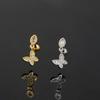 Zircon piercing piercing bone nails Butterfly flower earrings Titanium steel screws screw stud earrings Zircon