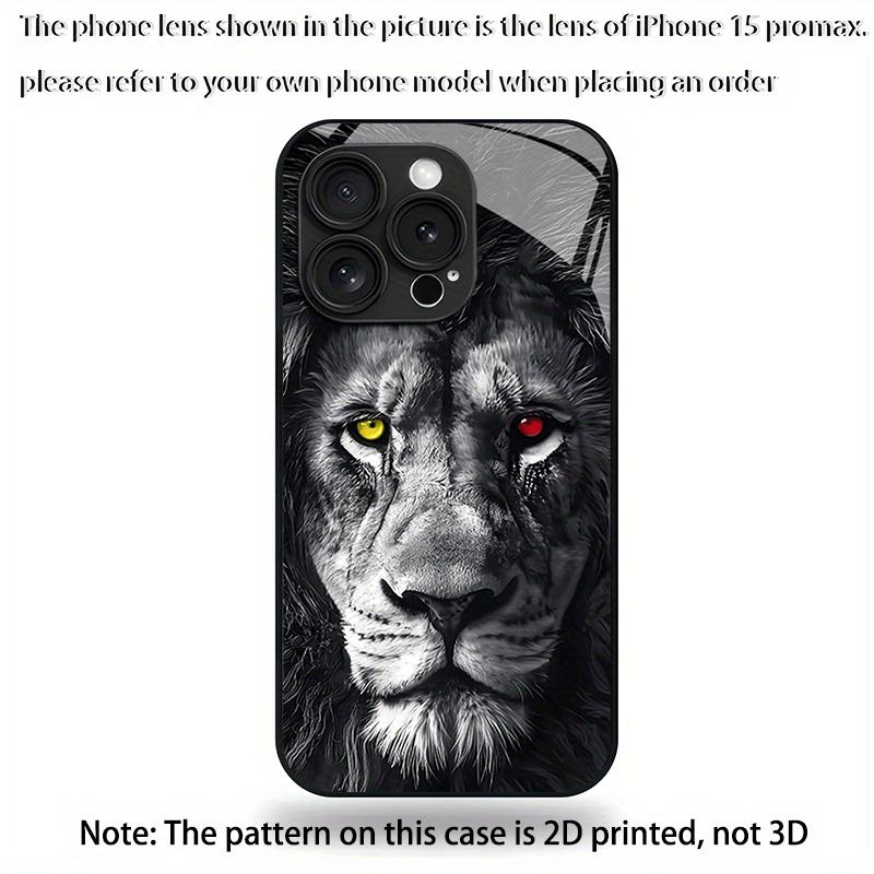 Mighty Lion Pattern Glass Phone Case Suitable for iPhone 17 16 15 14 13 12 11 Pro/Max/Plus Anti Drop and Anti Shock Back Cover