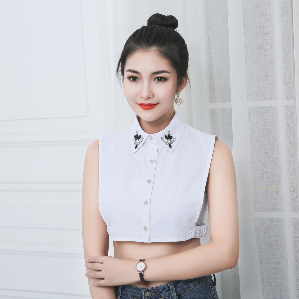 Versatile Fake Collar Blouse Fake Collar Rhinestone Shirt Season White Bead Decoration Fake Collar B118