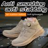 Black Leather Safety Shoes Men Steel Toe Sneakers High Top Work Shoes Rotating Button Work Boots Men's Protective Sneakers