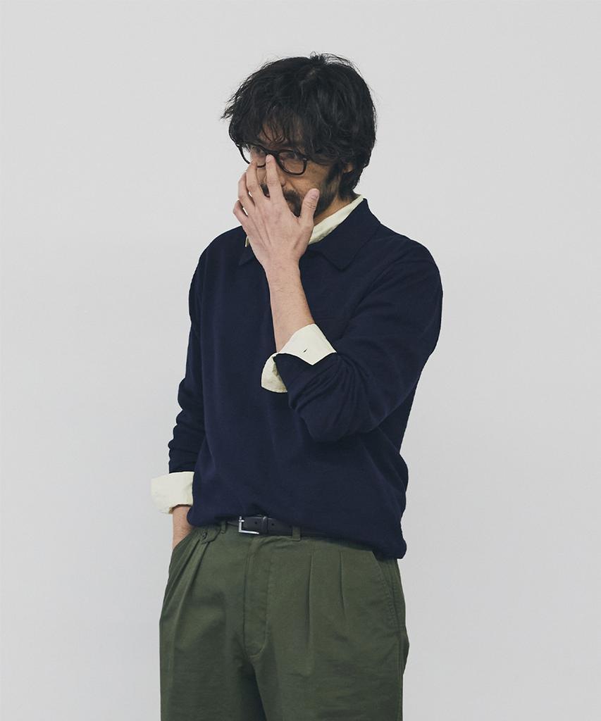 Geonjiulleunseu Cashmere Blend Pocket Collar Knit - Navy
