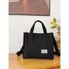 Minimalist Small Square Handbag Fashionable Women's Shoulder Bag Kpop Style Corduroy Handbag, Letter Patch Decoration Shoulder Bag