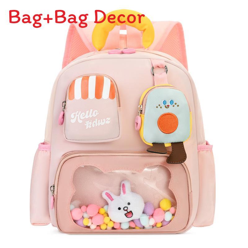 Letter Cartoon Toddler Outdoor Backpack With Arcshaped Straps Pink
