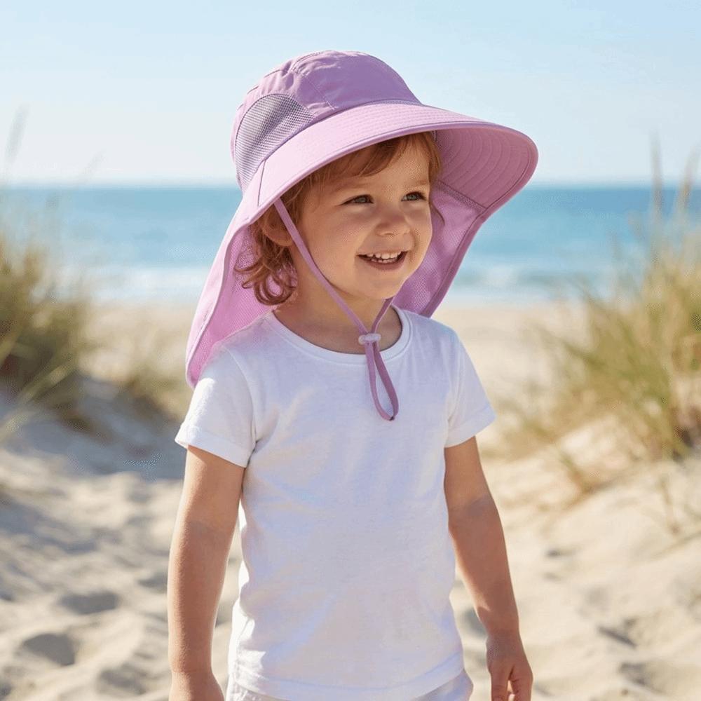 Solid Color Sunscreen Cap Wide Brim Summer Sun Hat Fashion Children Bucket Hat  Camping