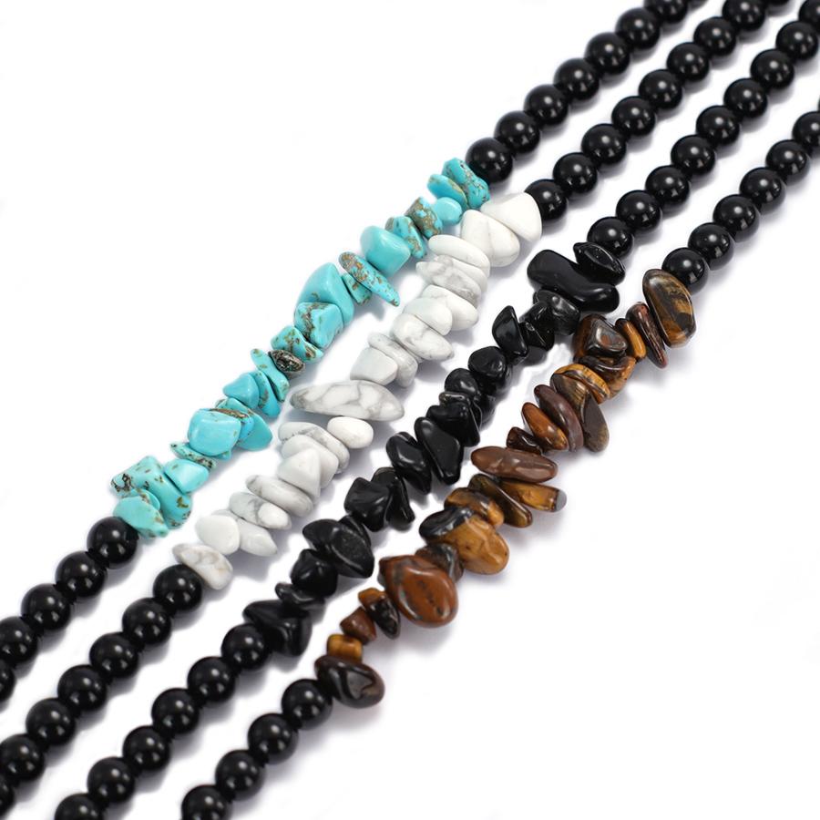 Einzigartige Herren Halskette 20 Zoll Kurzes Choker Halsband Unregelmäßiger Howlith Tigerauge Stein Hals Accessoires Meditation Heilung Halskette
