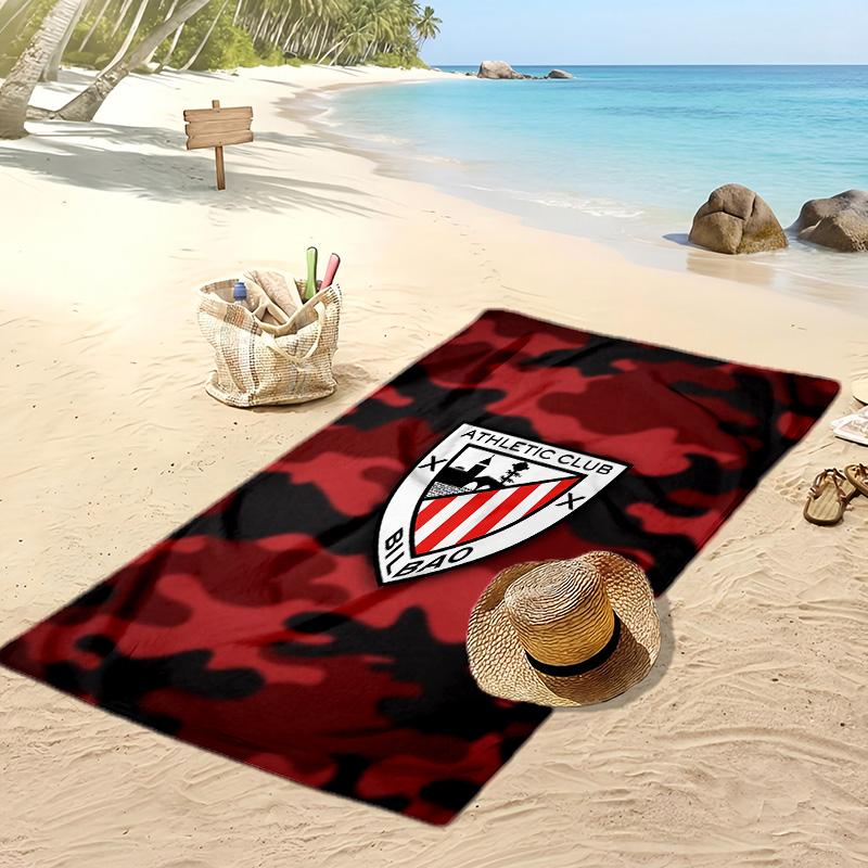 Athletic Bilbao Football Print Beach Towel, Large Soft Quick Dry Towel for Beach Camping Swimming