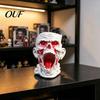 Halloween Gift for Friends Gothic Skull Pen Holder, Realistic Zombie Head Makeup Brush Organizer, Large Capacity Desktop Creative Pencil Storage