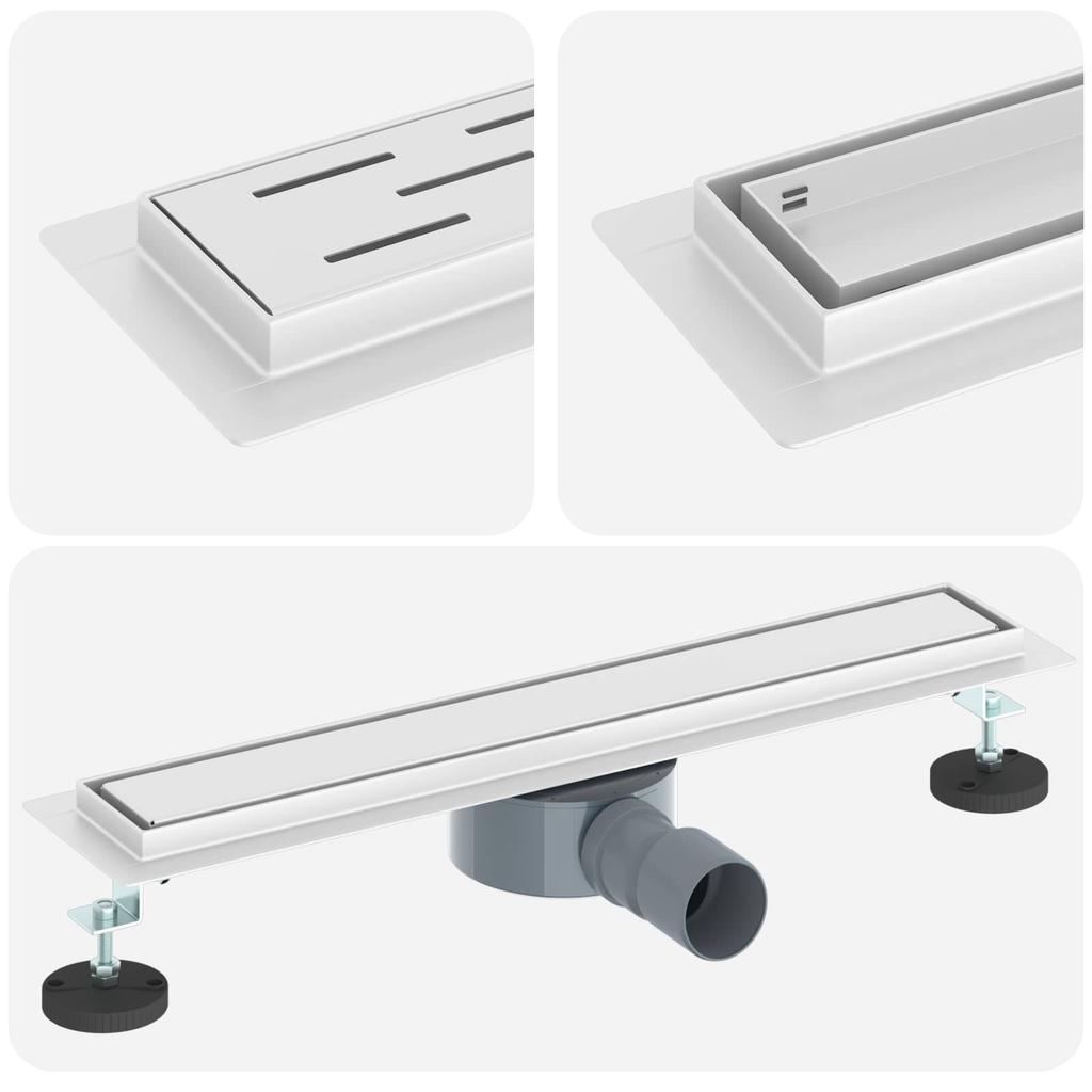 2 in 1 Shower Drain with 360 degrees Siphon Silver 54 x 11 x 9.5 cm