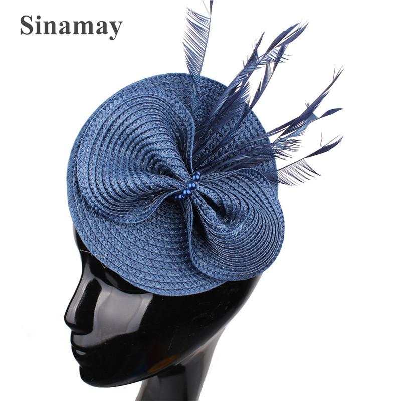 European And American Feather Headgear Popular Bridal Hair Accessories Banquet Photo Top Hat Pp Imitation Hemp Headgear