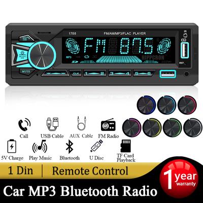 Araç Radyosu 1din Stereo Bluetooth MP3 Çalar FM Alıcı Uzaktan Kumandalı AUX/USB/TF Kartlı Gösterge Paneli Montaj Kiti