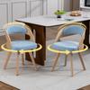 A Set of Two Dining Chairs, with Swivel Seats, Cotton-Linen Seat Cushions and Backrest, Accent Chairs for Kitchen, Café & Living Room (Blue Linen)