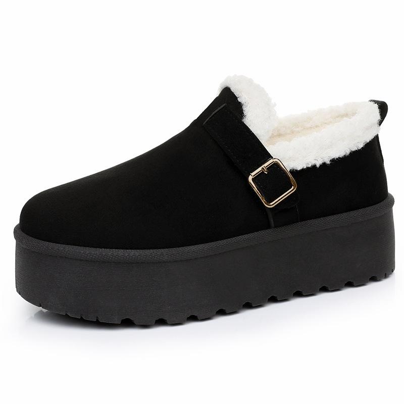 Women's fashionable and versatile warm padded lining snow boots comfortable soft elastic thick sole cushioning waterproof non-slip cotton shoes.