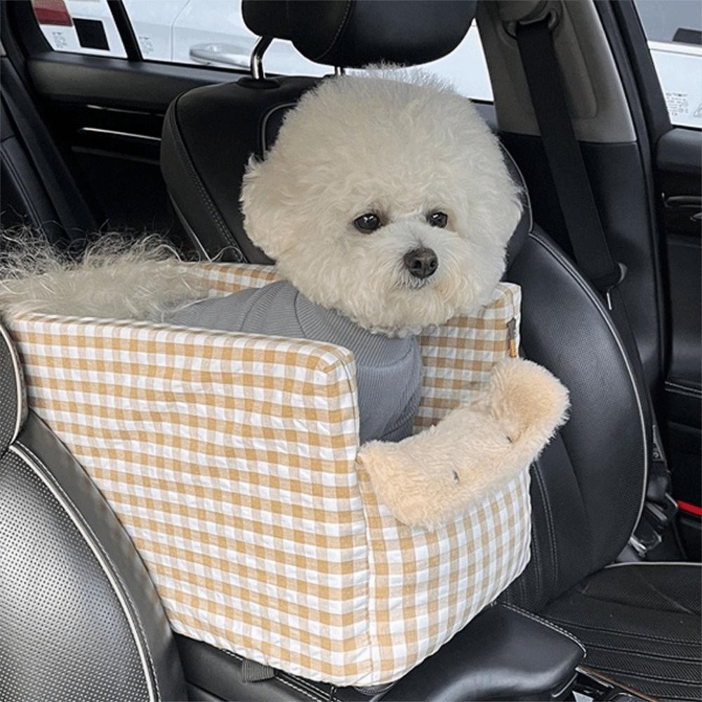 Square Pet Car Safety Seat Checkered Design Car Pet Seat Cushion Dog Car Seat  Car Transport
