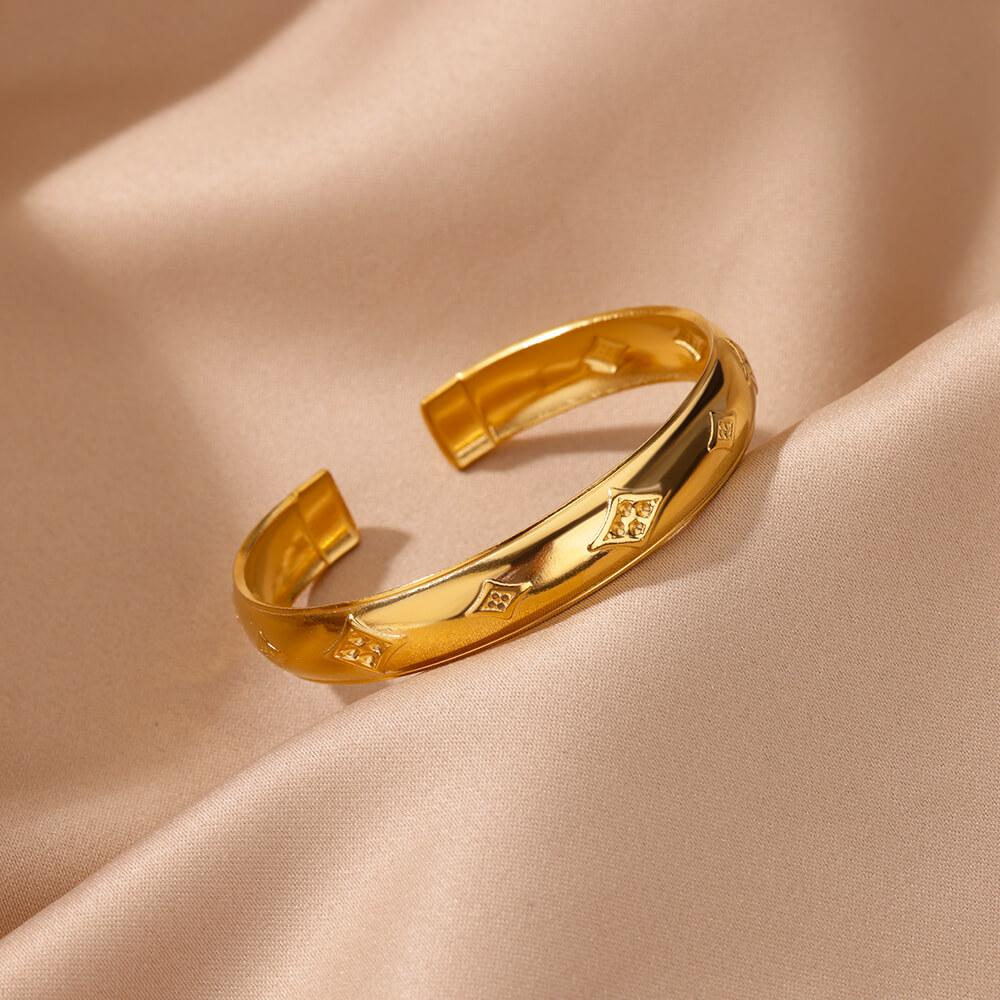 Fashion Stars Geometric Bangles For Women Men Stainless Steel Gold Color Open Cuff Bangle Bracelet Fashion Wedding Jewelry Gift