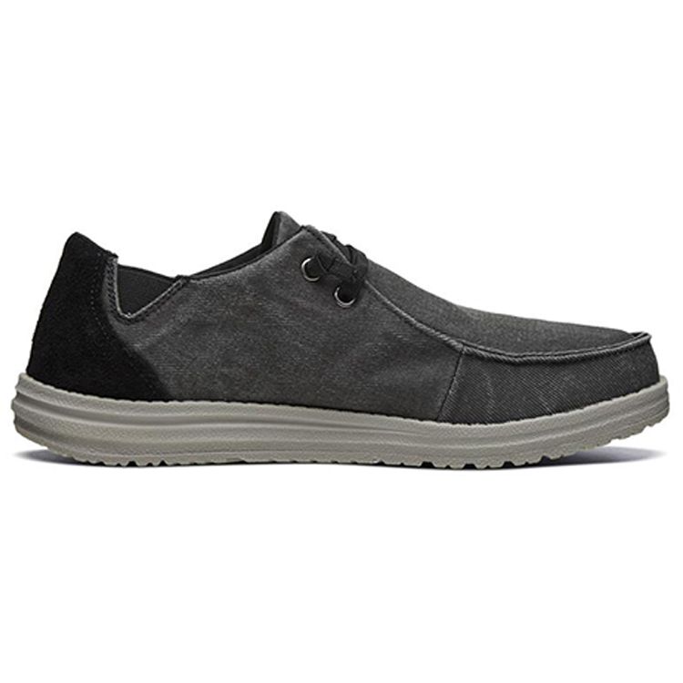 Skechers Pantofi Sport Melson cu Vârf Rotund, cu Șireturi, Rezistenți, tip Gheată Joasă, din Pânză pentru Bărbați, Negru 66387-BLK