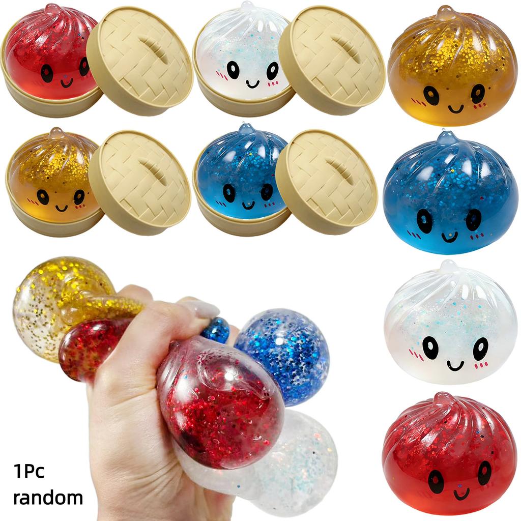 Colorful Dumpling Squeeze Ball Stress Relief Glitter Sensory Toy For School Office Study Hand Exercise