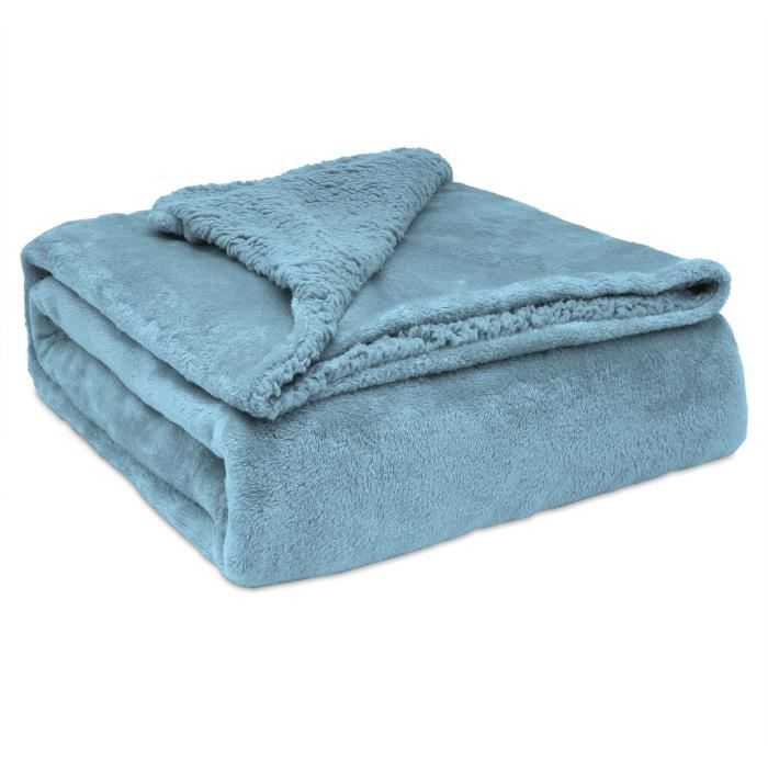 Sherpa Canape Couverture Polaire Épaisse Couverture chaude à carreaux Petit canapé d'hiver Briebe Bleu Pétrole 93522