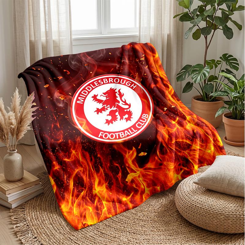 Coperta in Flanella con Stampa del Middlesbrough Football, Coperta Morbida Calda Leggera per Divano Letto Campeggio