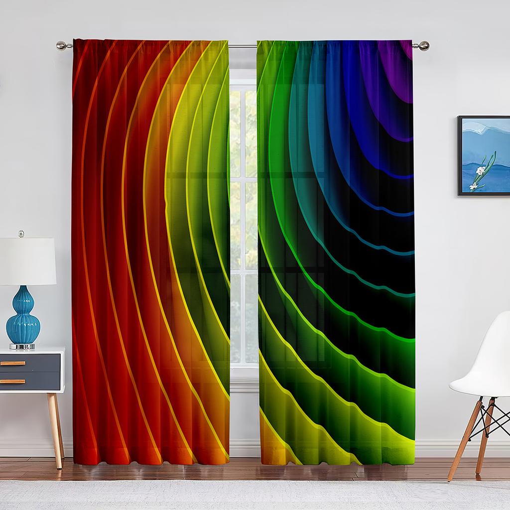 Regenbogen-Fantasie, allmähliche Veränderung, Kunst, Tüll in transparenten Vorhängen für Wohnzimmer, Schlafzimmer, Küche, Dekorbehandlung, Chiffon-Vorhang, Jalousie