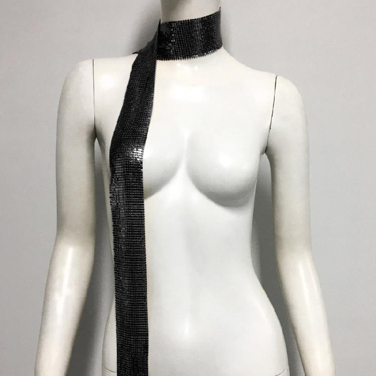 Full Sequins Choker Wide Long Collars Neck Tie Scarf Party Evening Costume
