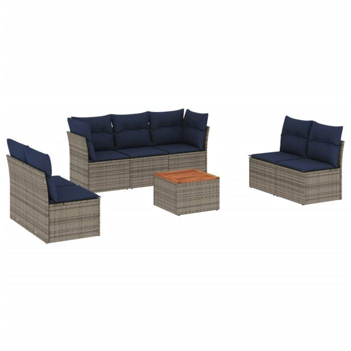 VidaXL Garden Lounge Set with Cushions 8 Pcs, Patio Sofas, Furniture Set, Outdoor Terrace Furniture, Grey 3255900