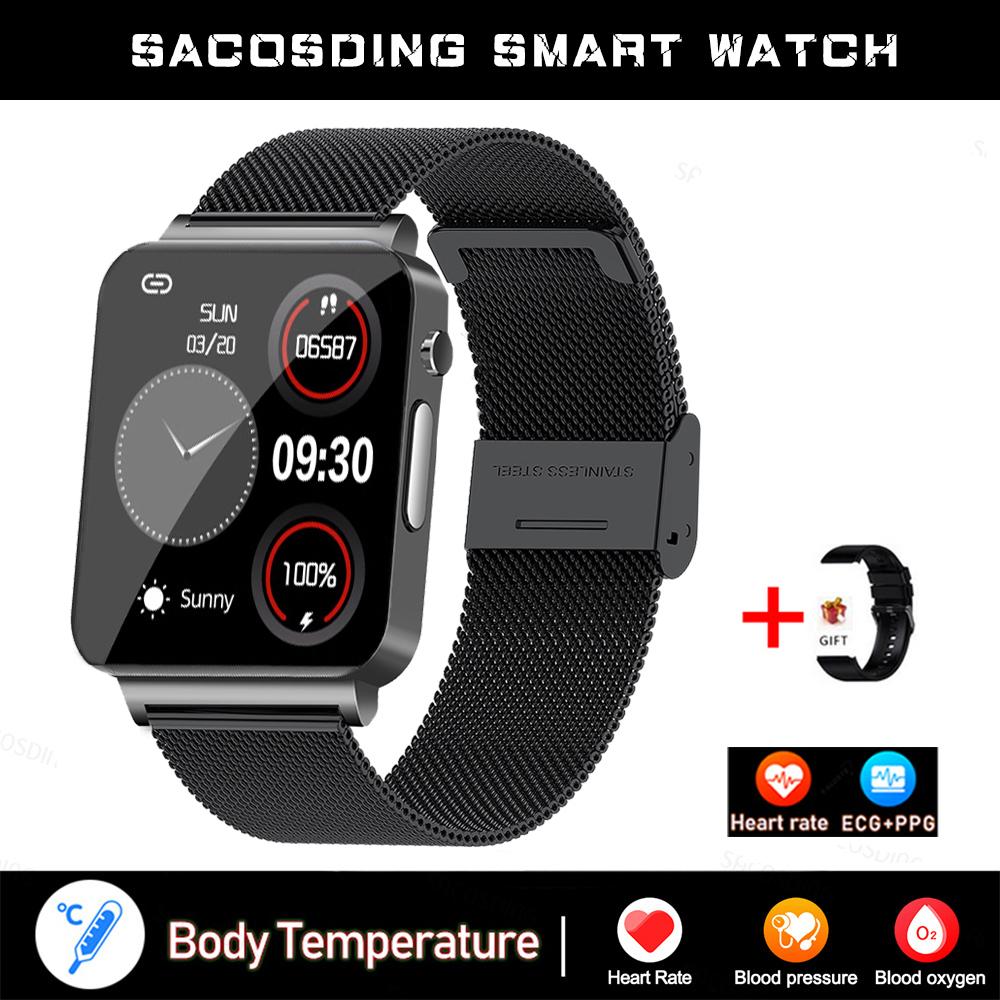 SACOSDING Hygieia-002s Pro-C Blood Pressure ECG+PPG Smart Watch Men Heart Rate Blood Oxygen Health Body Temperature Smartwatch Women