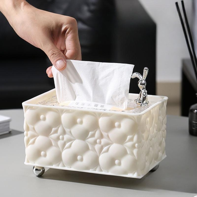 Jacquard Taschentuchbox Organizer Serviettenetui Leichter Luxus Wohnzimmer Schlafzimmer Couchtisch Taschentuch Aufbewahrungsbox Papierhalter