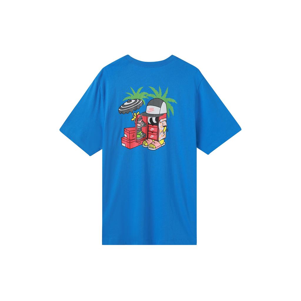 Nike Sportswear Shoe Printing Sports Round Neck Short Sleeve Blue Men's DD1261-435