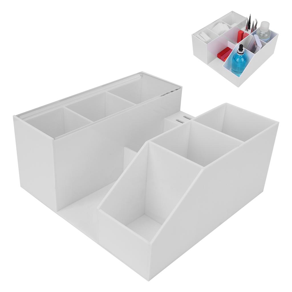 Eyelashes Extension Tool Storage Box Makeup Beauty Nail Art Tool Case Organizer (White)