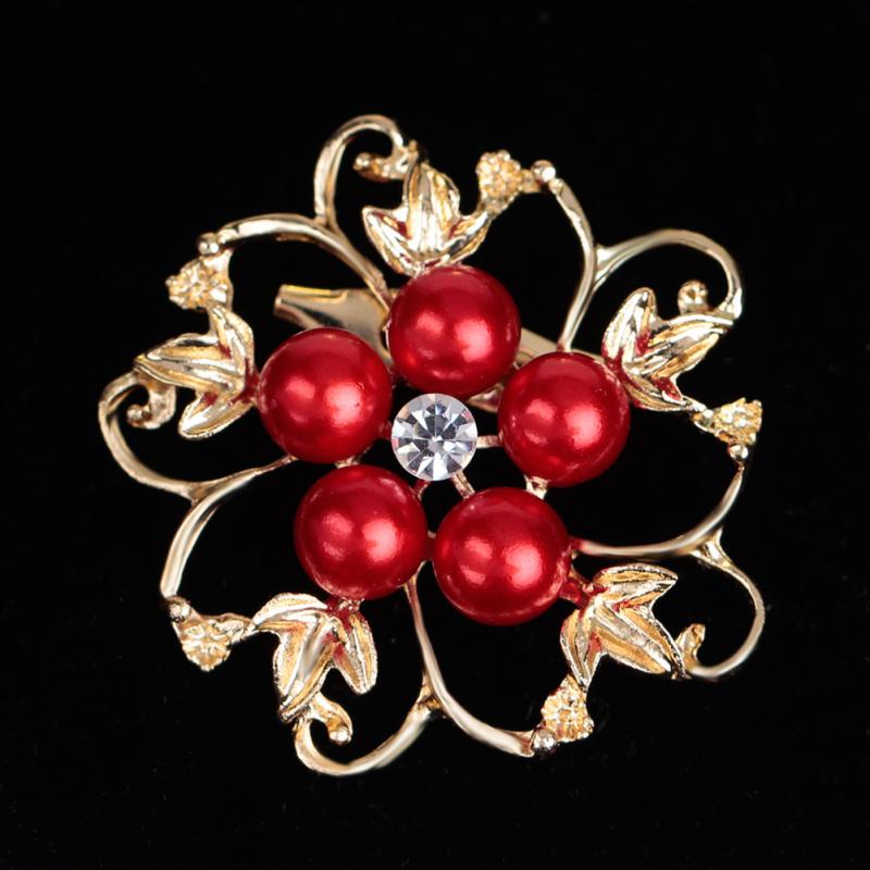 Hot! Fashion Alloy Crystal Pearl Bead Inlay Brooch