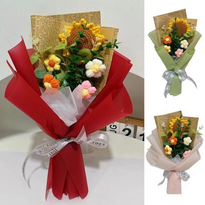 Sonnenblumen-Häkelblumenstrauß, gestrickte Blumen, künstliche handgewebte Blumen, Geschenk zum Valentinstag, 14. Februar, Regalos