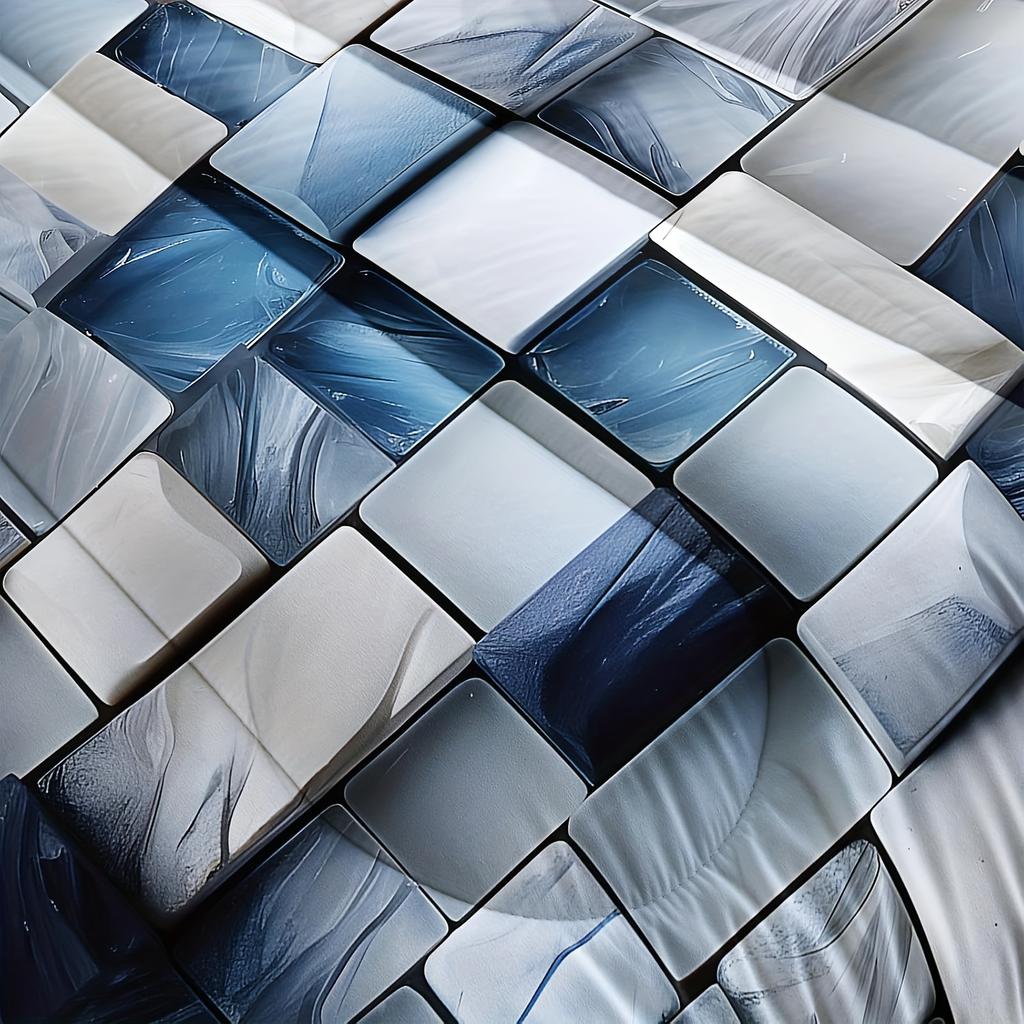 Blue Gray Checkered Comforter Set 3D Grid Bedding Sets 3PCS Ultra-Soft Lightweight Microfiber 1 Comforter With 2 Pillowcases