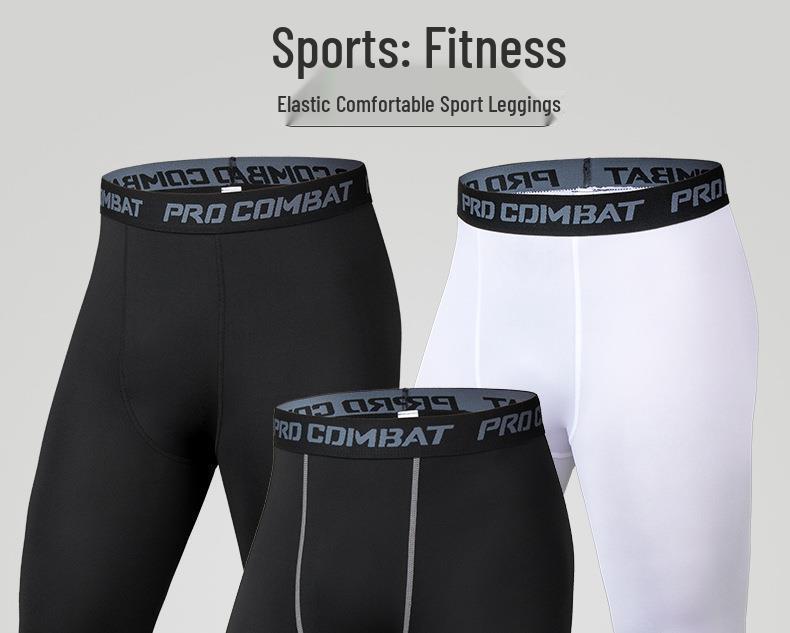 Men's Sports Compression Tights: Quick-Dry, High-Elastic 7/8 Leggings for Running, Basketball, and Cycling.
