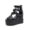 Keilabsatz Sandalen Dicke Sohle Mode Höhensteigerung Kreuzriemen Fischmaul Damenschuhe Freizeit Sandalen