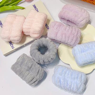 2pcs/lot Soft Wristbands For Washing The Face Women Flannel Microfiber Wrist Washband Absorbent Wrist Sweatband Girls Hair Band