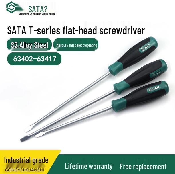 SATA Tools T Series Flat Head Screwdriver Set - Soft Grip (63402-63405, 63407) Flat 3x75MM 63402
