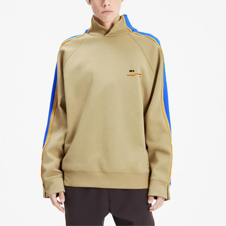 Puma X Ader Error Colorblock Casual Sport Pullover Sweatshirt With Stand Collar Unisex Tops Khaki 595538-49