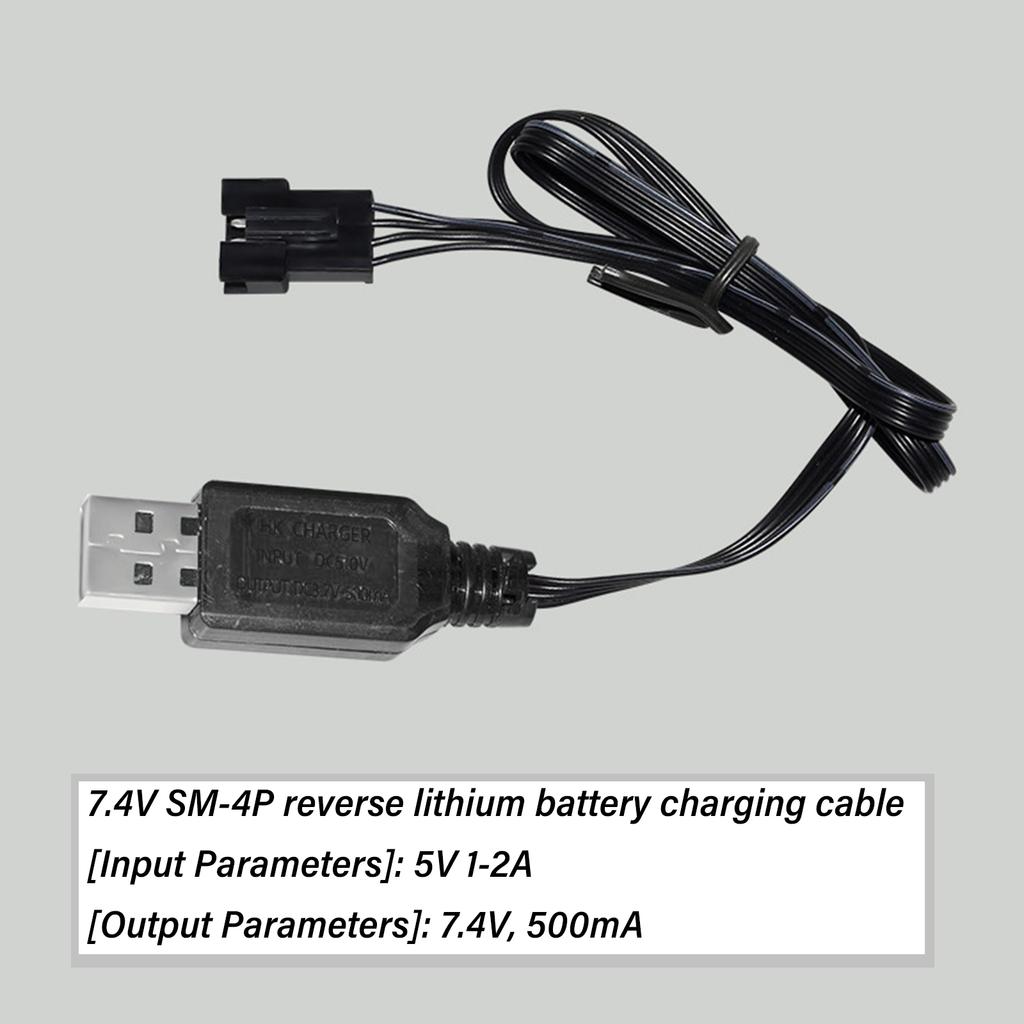 High Speed 7.4V Lithium Battery Charger USB Charging Cable for Remote Control Cars with SM 4P Reverse Plug Protection