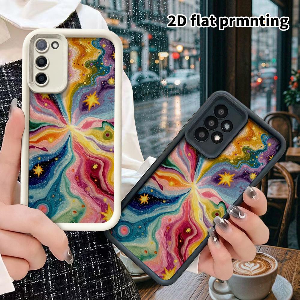 Phone Case: 2D Flat Samsung Galaxy A34 A35 M05 M06 S20 S22 S21 FE Plus 5G Tiered Protective Case, Colorful Nebula, Christmas and Halloween Gift
