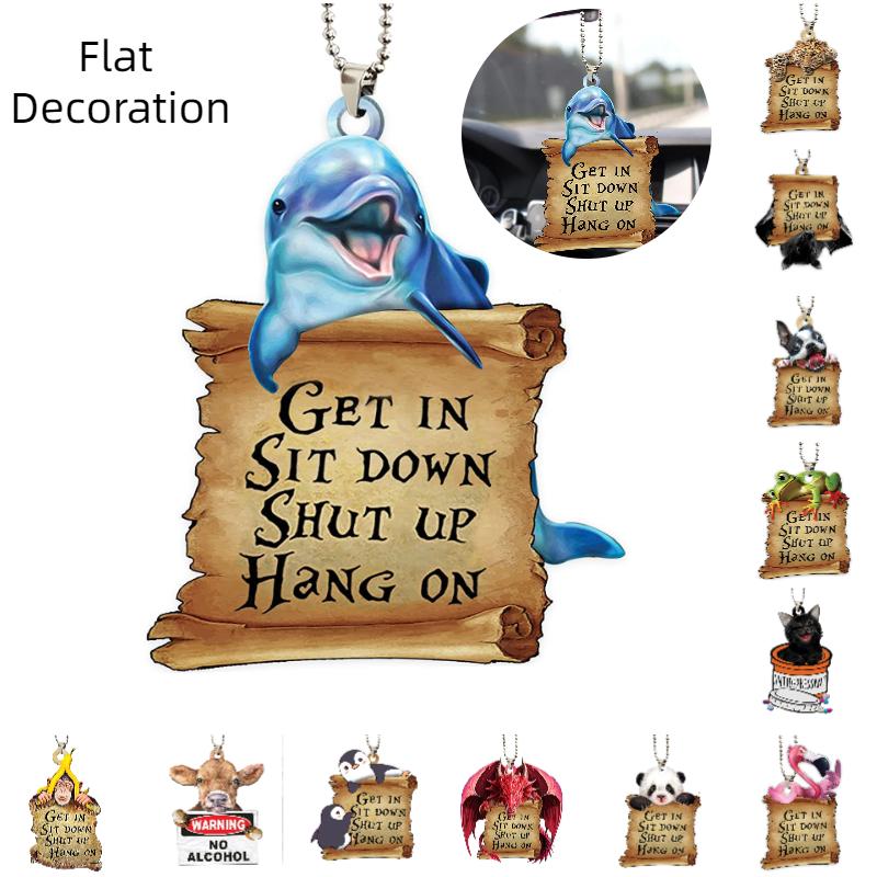 Dolphin Flat Acrylic Car Hanging Interior Pendant Animal Bag Ornament Decor Home