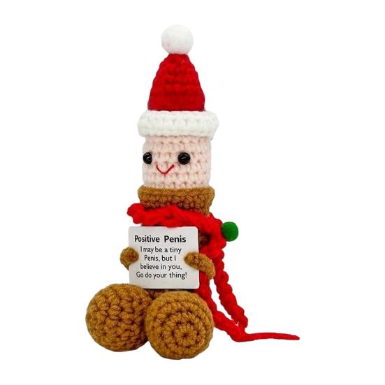 Cute Tabletop Ornament Handmade Crochet Ornament, Funny Positive Desk Buddy, Buddy Figurine, Emotional Support Keepsake Gift for Friends